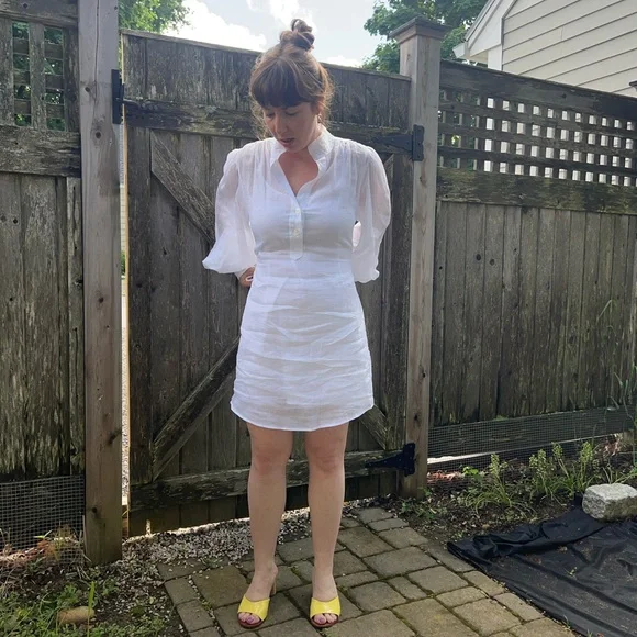 Brand New Banana Republic white Linen Summer Dress with Lining size Small
